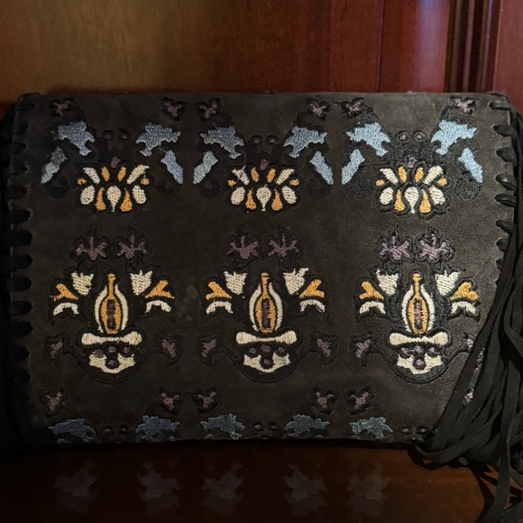 Isabel Marant suede fringed embroidered clutch - Picture 2 of 4